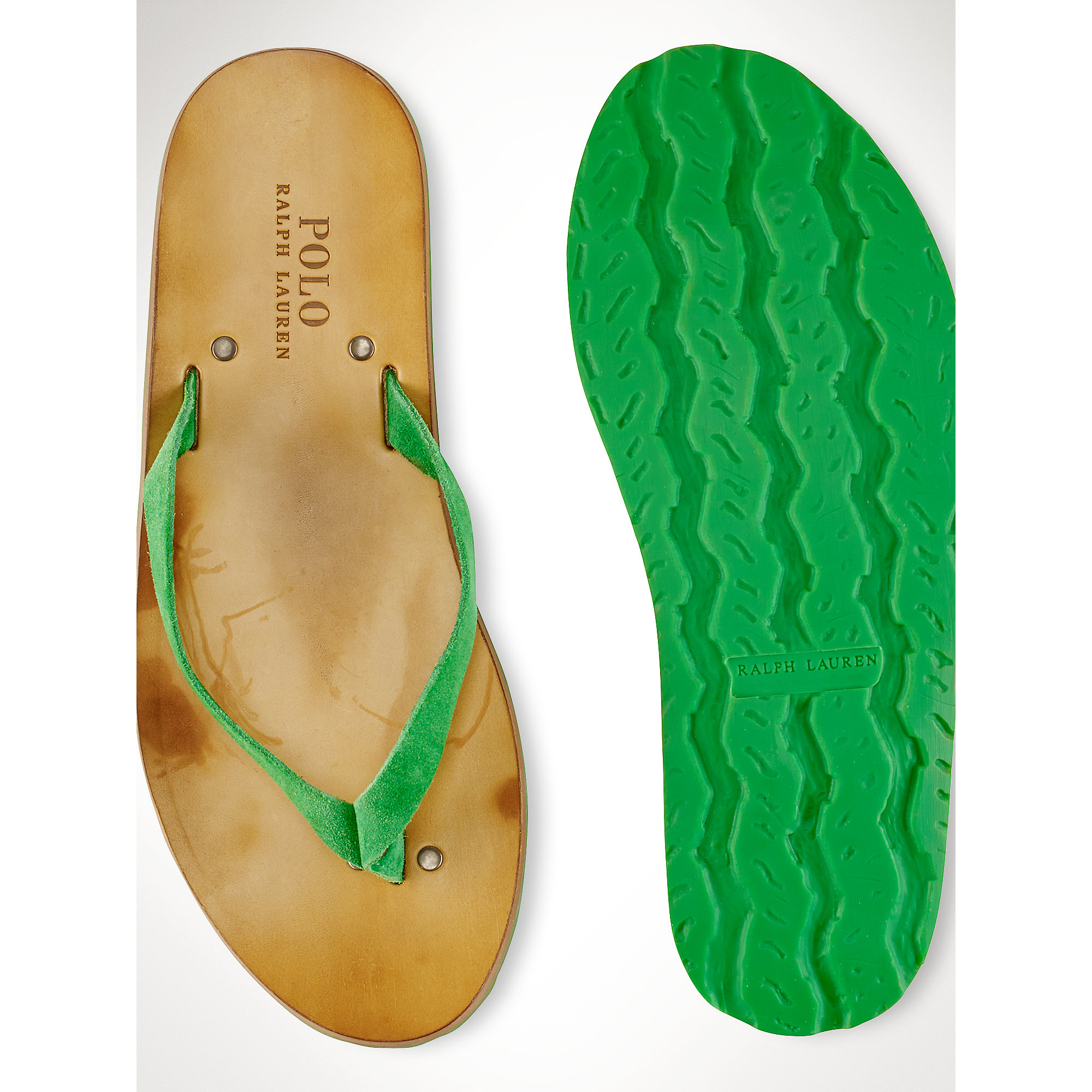 kelly green flip flops