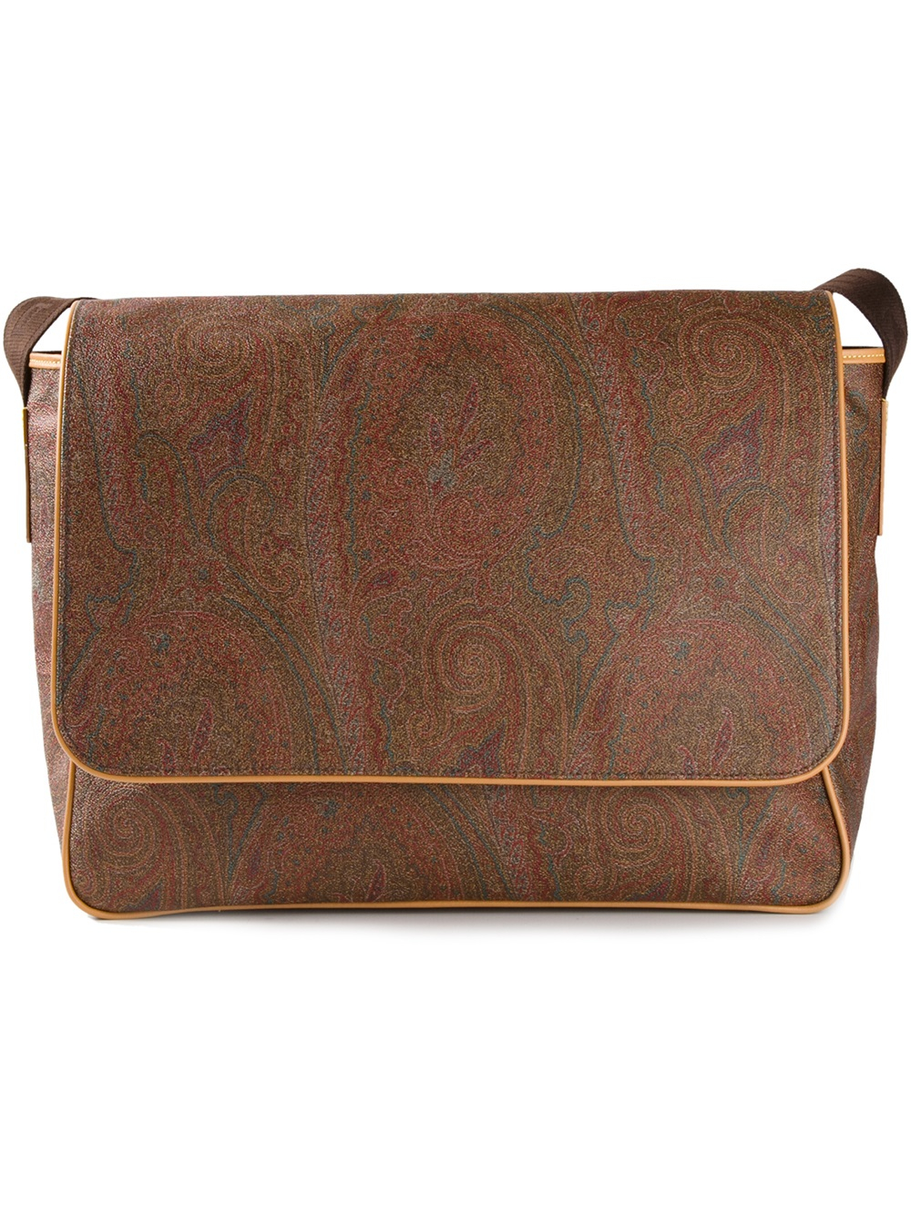 Etro Brown Paisley Print Messenger Bag For Men