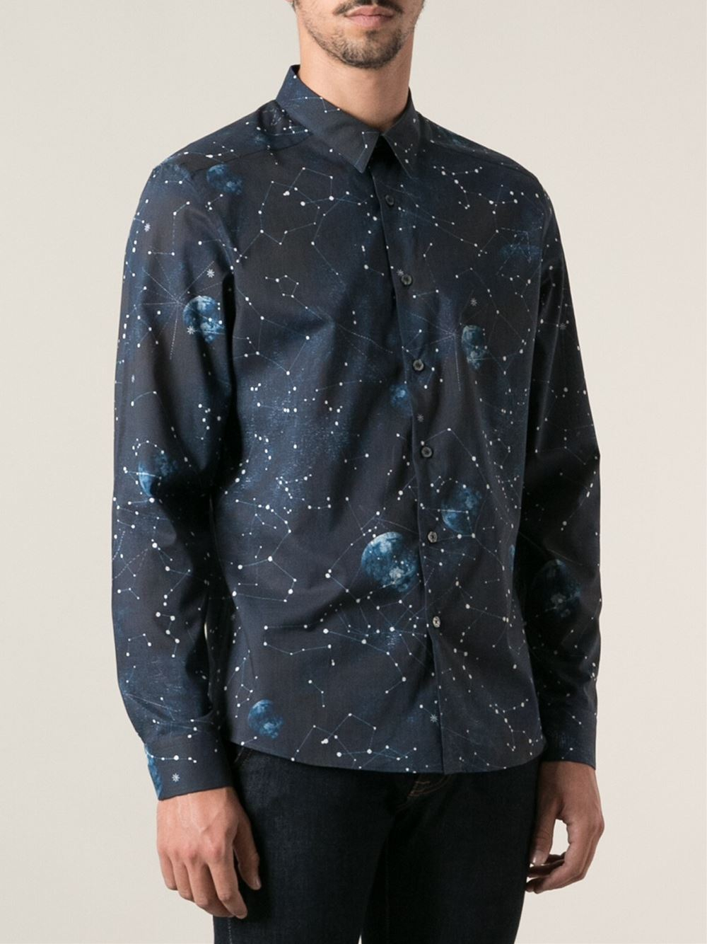 PS by Paul Smith Slim Galaxy Print Shirt in Blue for Men - Lyst