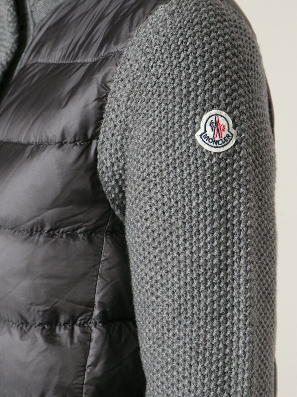 Moncler Knitted Padded Jacket in Grey (Gray) - Lyst