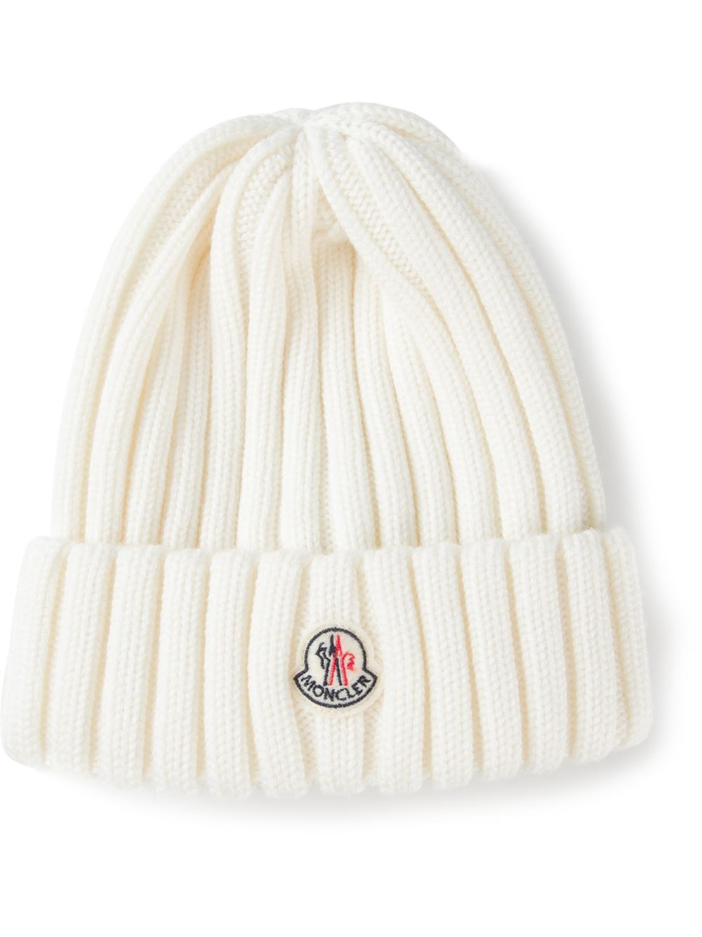 Moncler Ribbed Beanie in White | Lyst