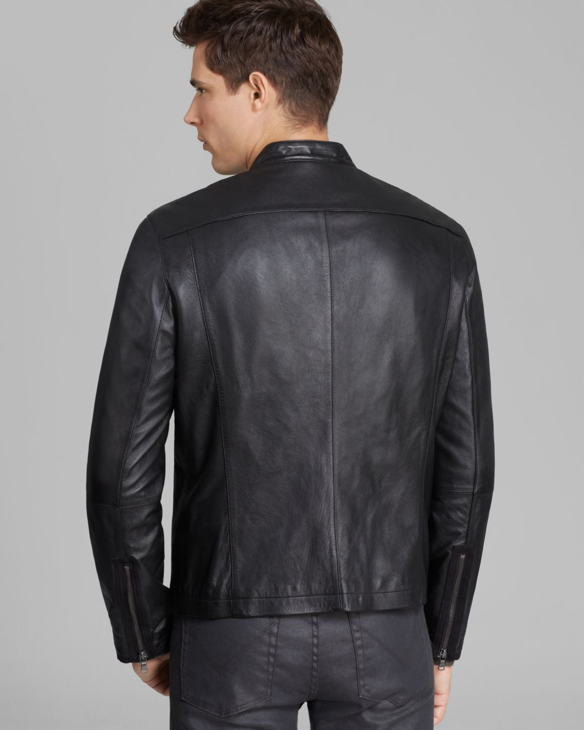 John Varvatos Usa Denimstyle Leather Jacket in Black for Men - Lyst