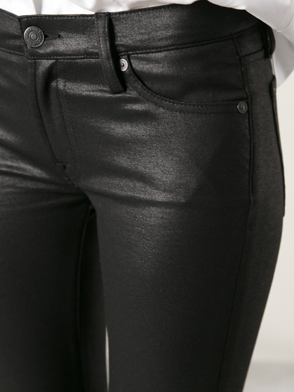 seven for all mankind black coated jeans
