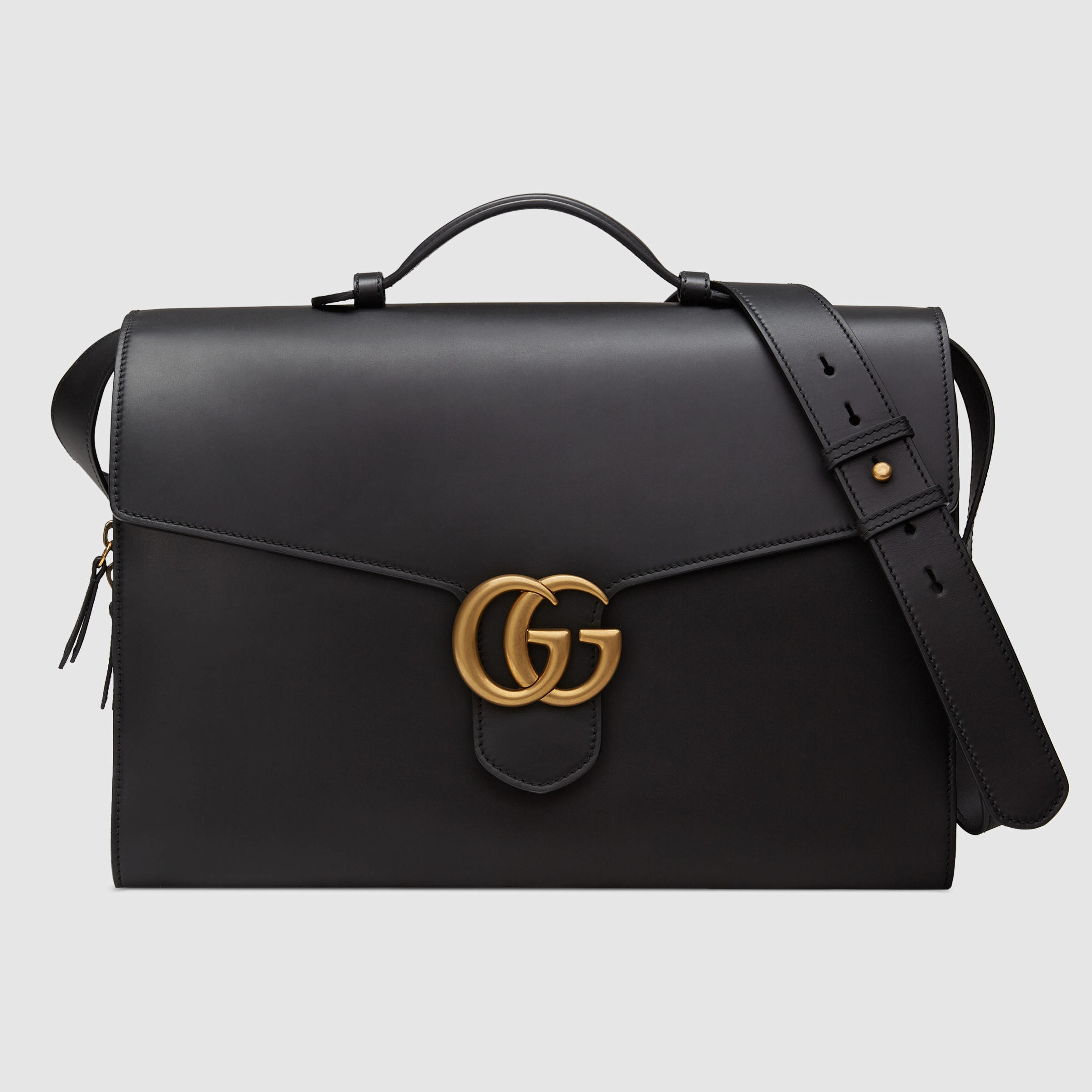 GUCCI Leather Business Briefcase Bag Black 387074-US