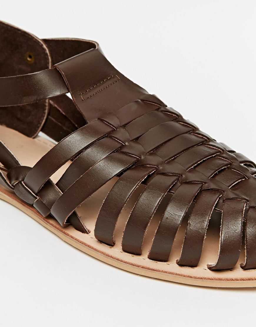 Dune Leather Woven Sandals in Brown for Men - Lyst