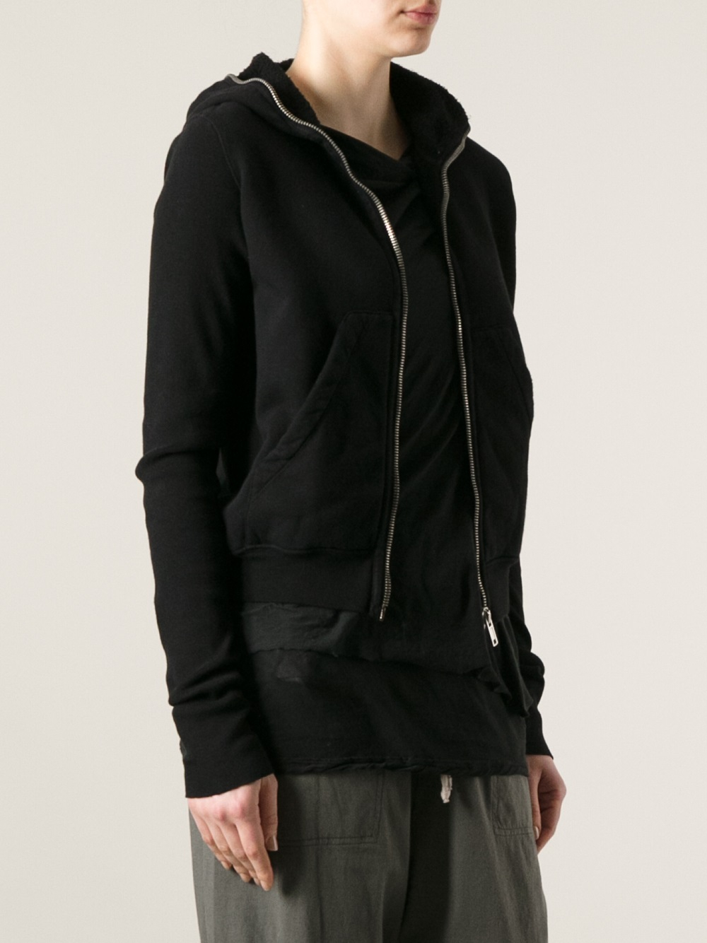 rick owens full zip hoodie