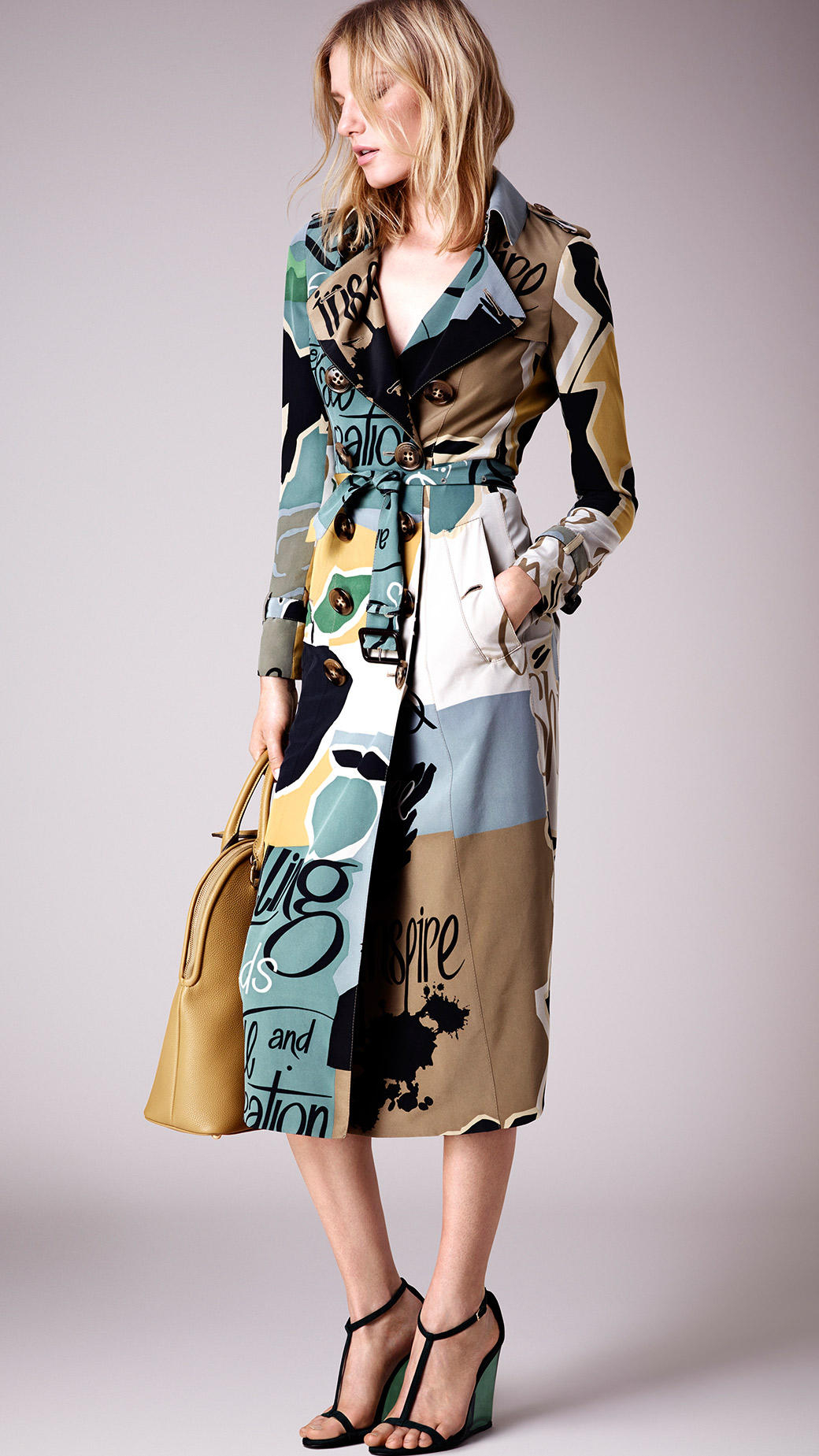 Burberry Book Cover Print Silk Trench Coat | Lyst