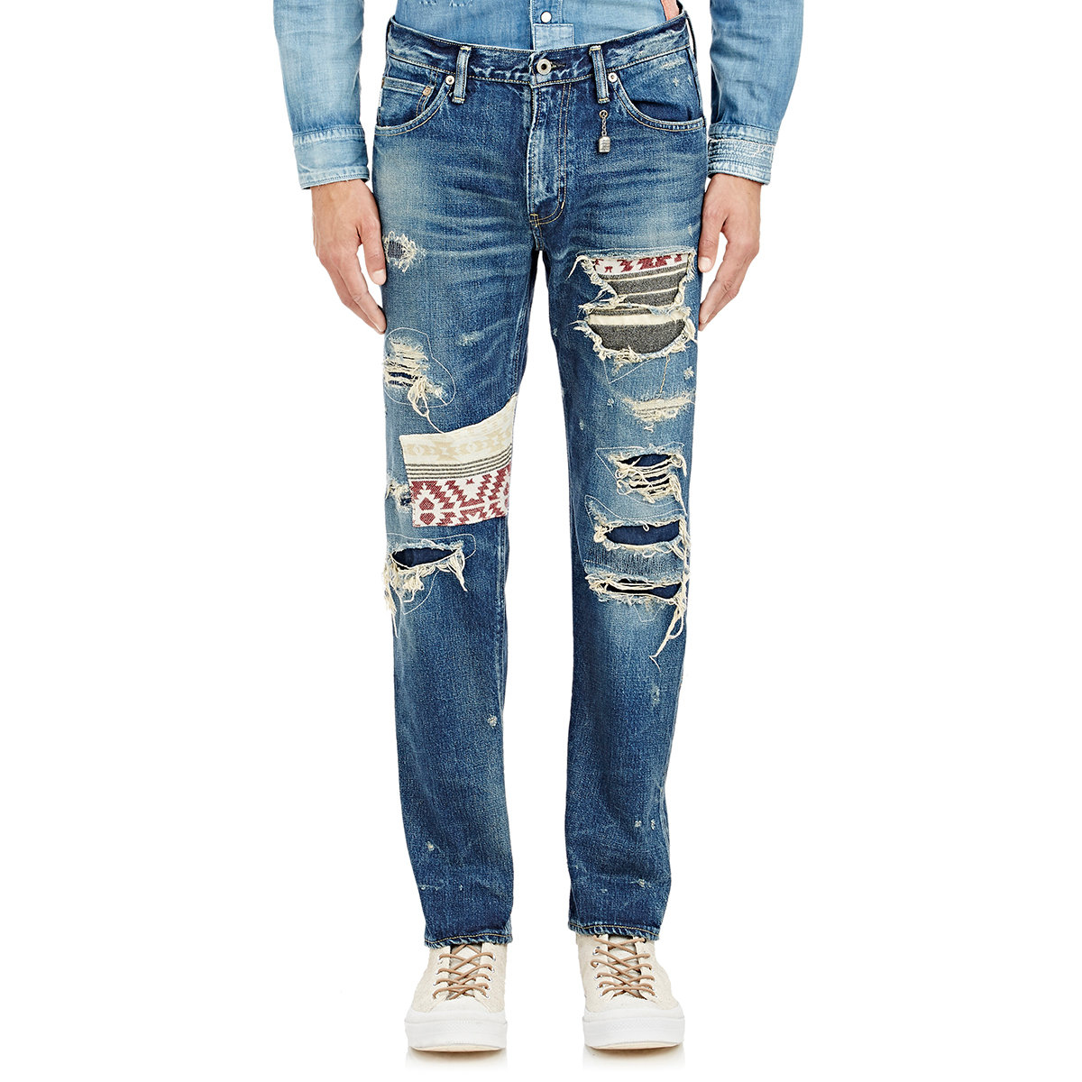 Lyst - Fdmtl Distressed Patchwork Jeans in Blue for Men