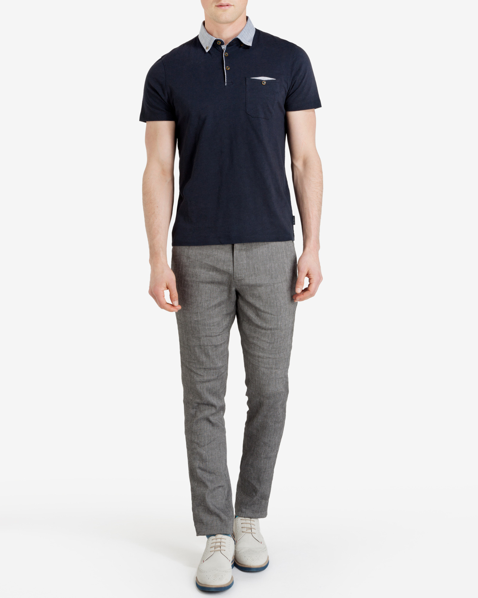 Ted Baker Checked Collar Polo Shirt in Blue for Men | Lyst