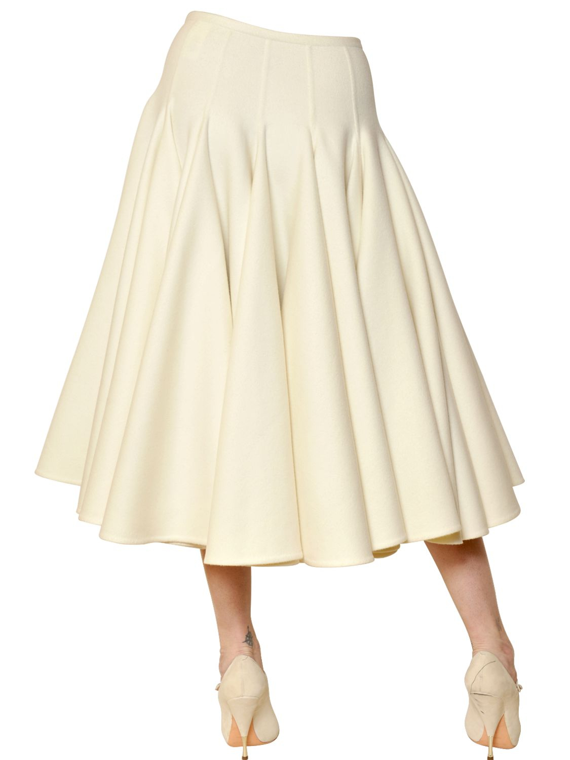 Rochas Angora Wool Cloth Skirt in White 