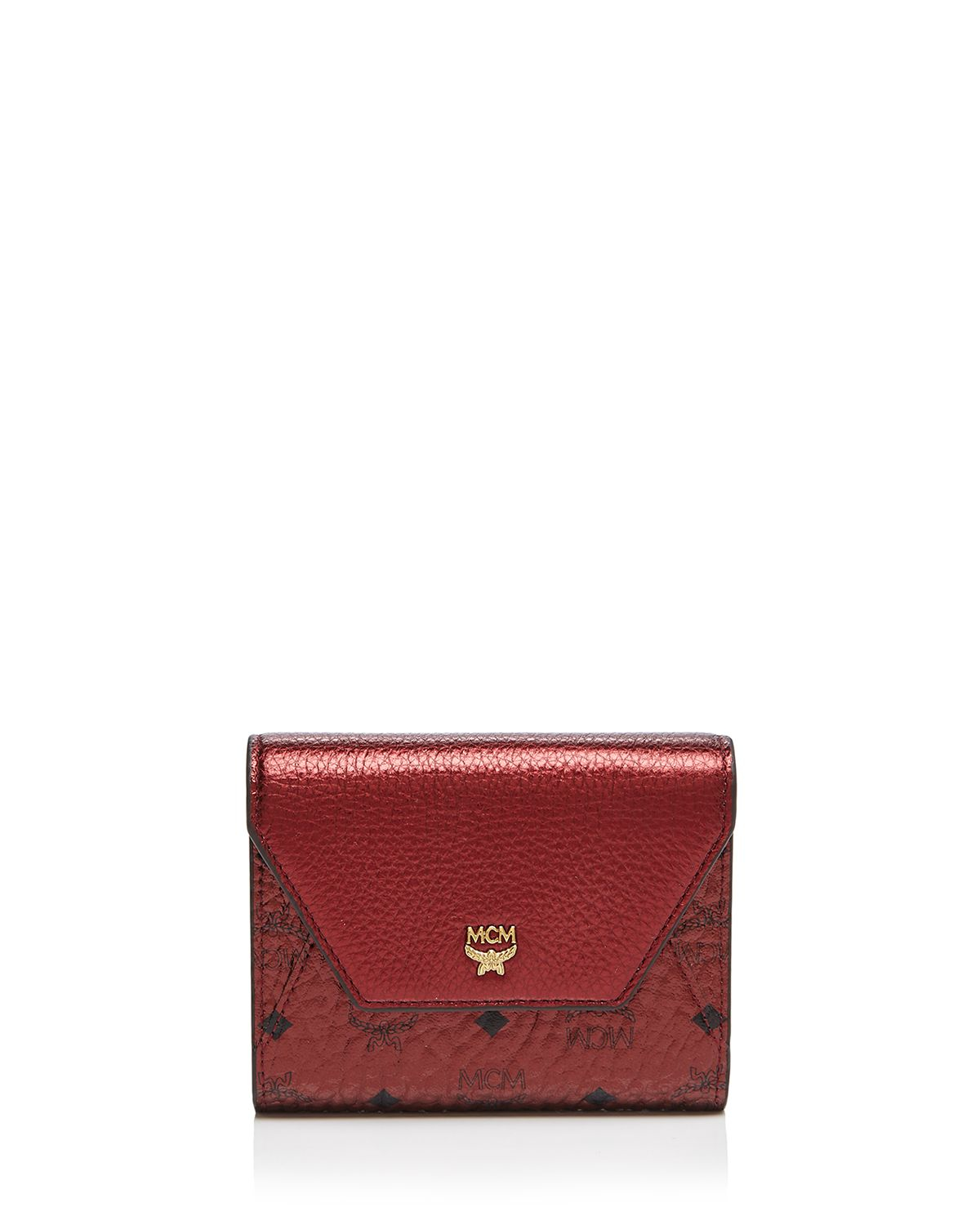 Mcm Love Letter Visetos Tri-Fold Small Wallet in Red (Metallic Scooter ...