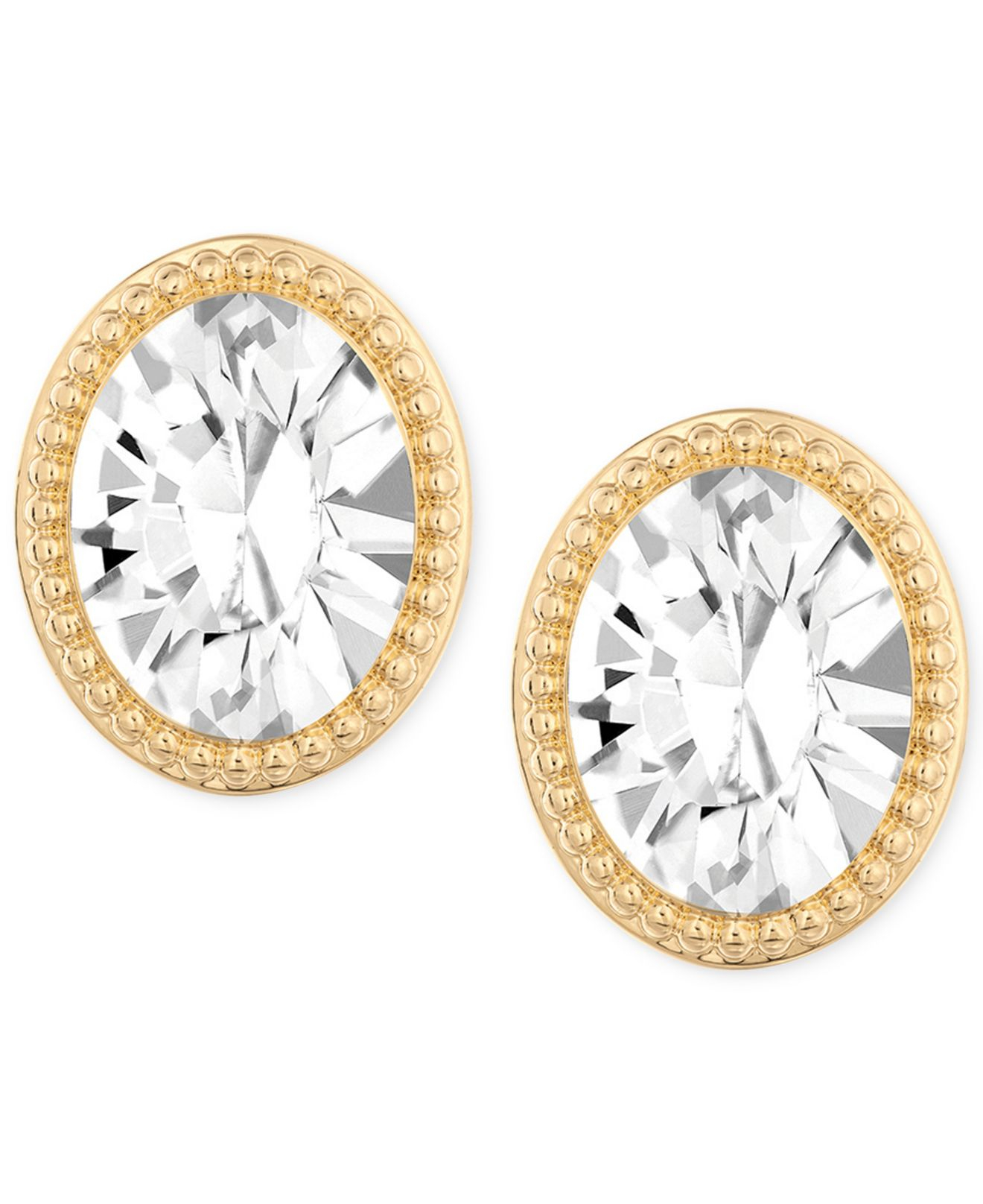 Swarovski Gold-tone Crystal Oval Button Earrings in Metallic - Lyst