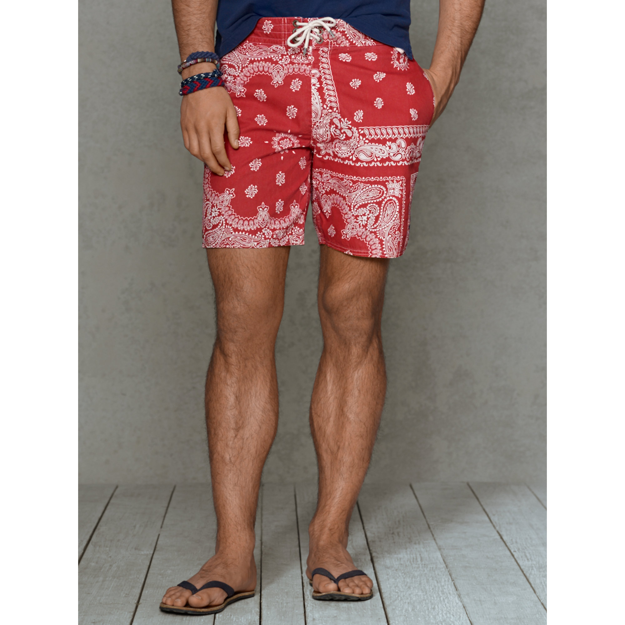 Polo Ralph Lauren Bandanna-print 7 Swim Trunk in Red for Men | Lyst