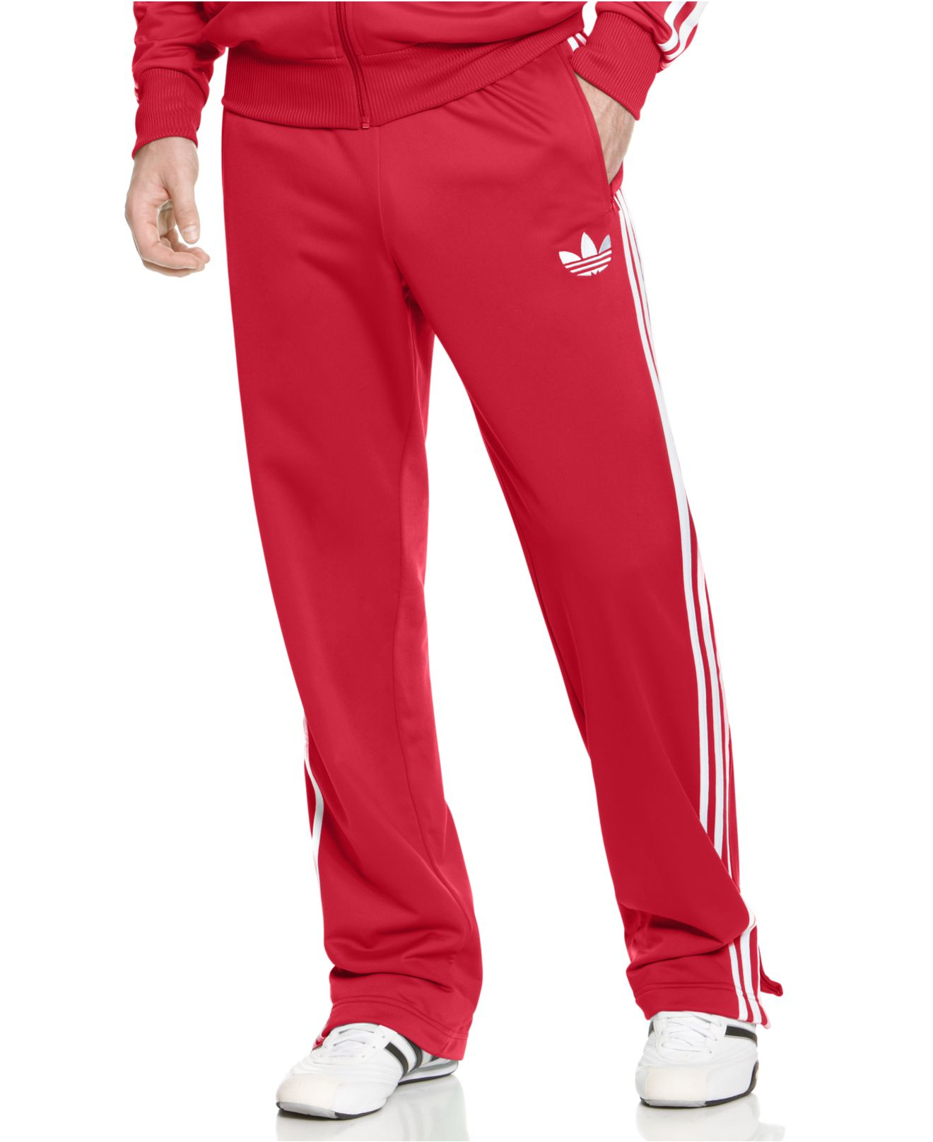red adidas track pants mens