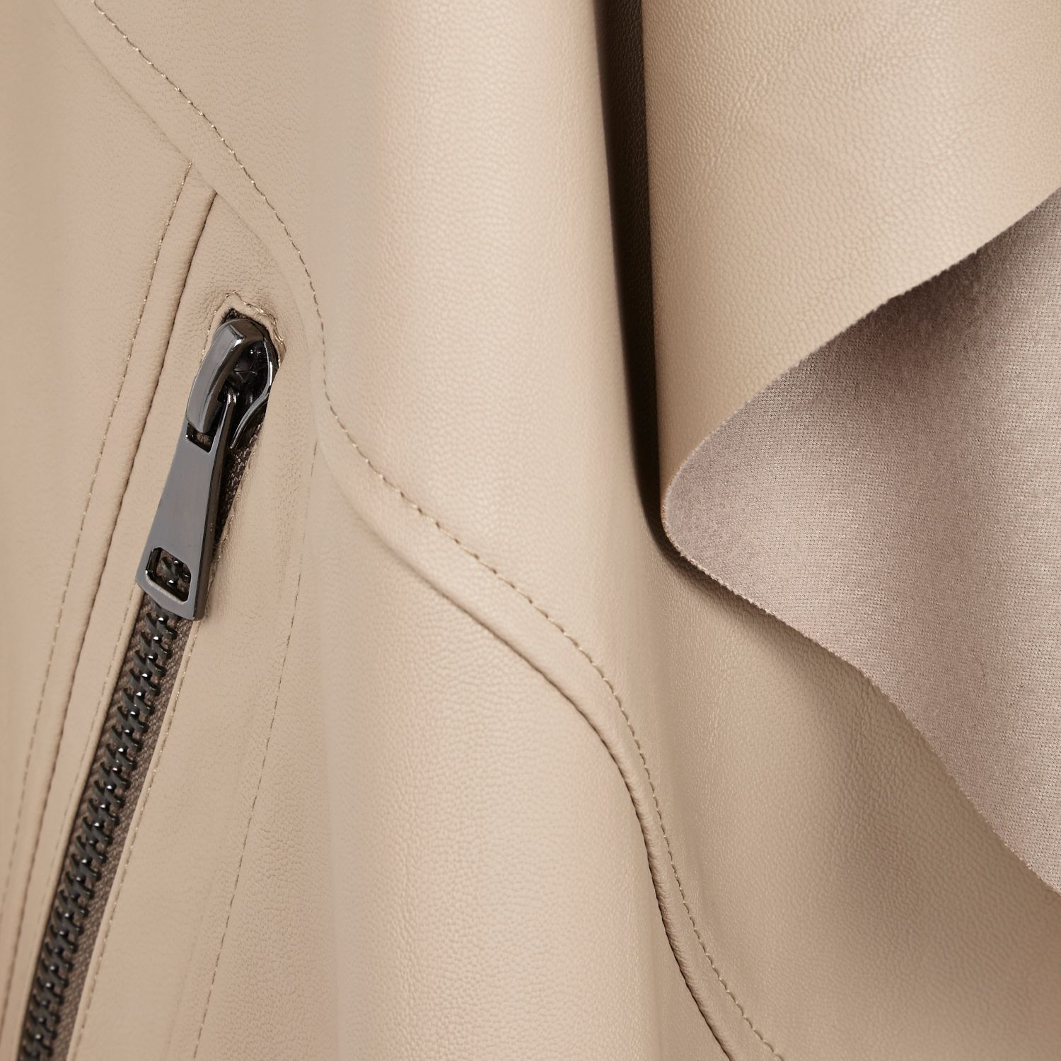 River Island Beige Leatherlook Waterfall Jacket In Brown Lyst