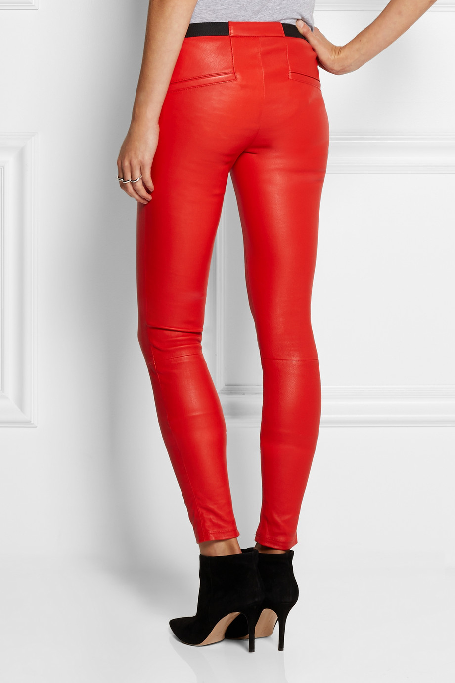 Helmut Lang Leather Leggings in Red - Lyst