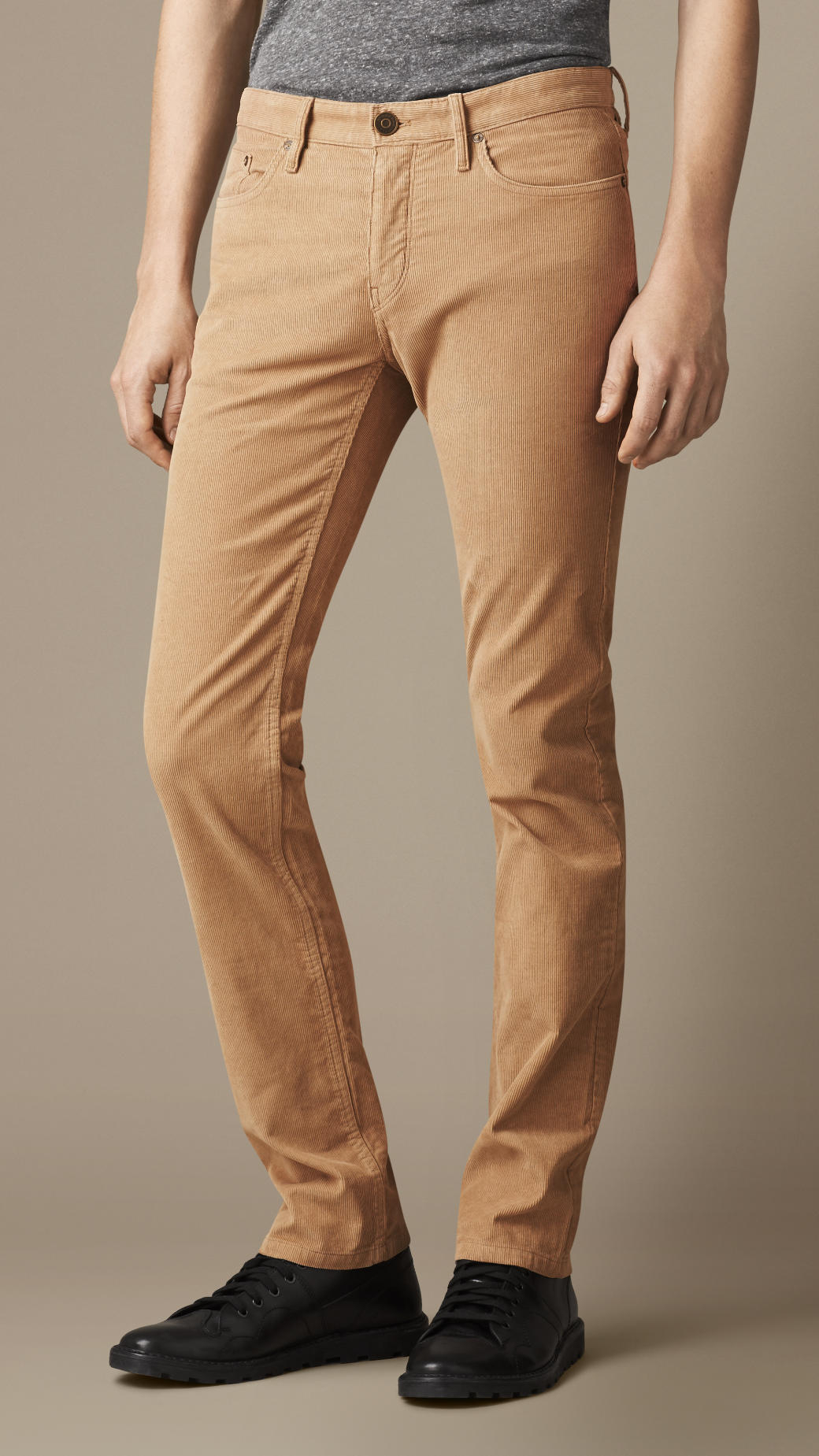 Burberry Slim Fit Corduroy Trousers in Honey (Brown) for Men - Lyst