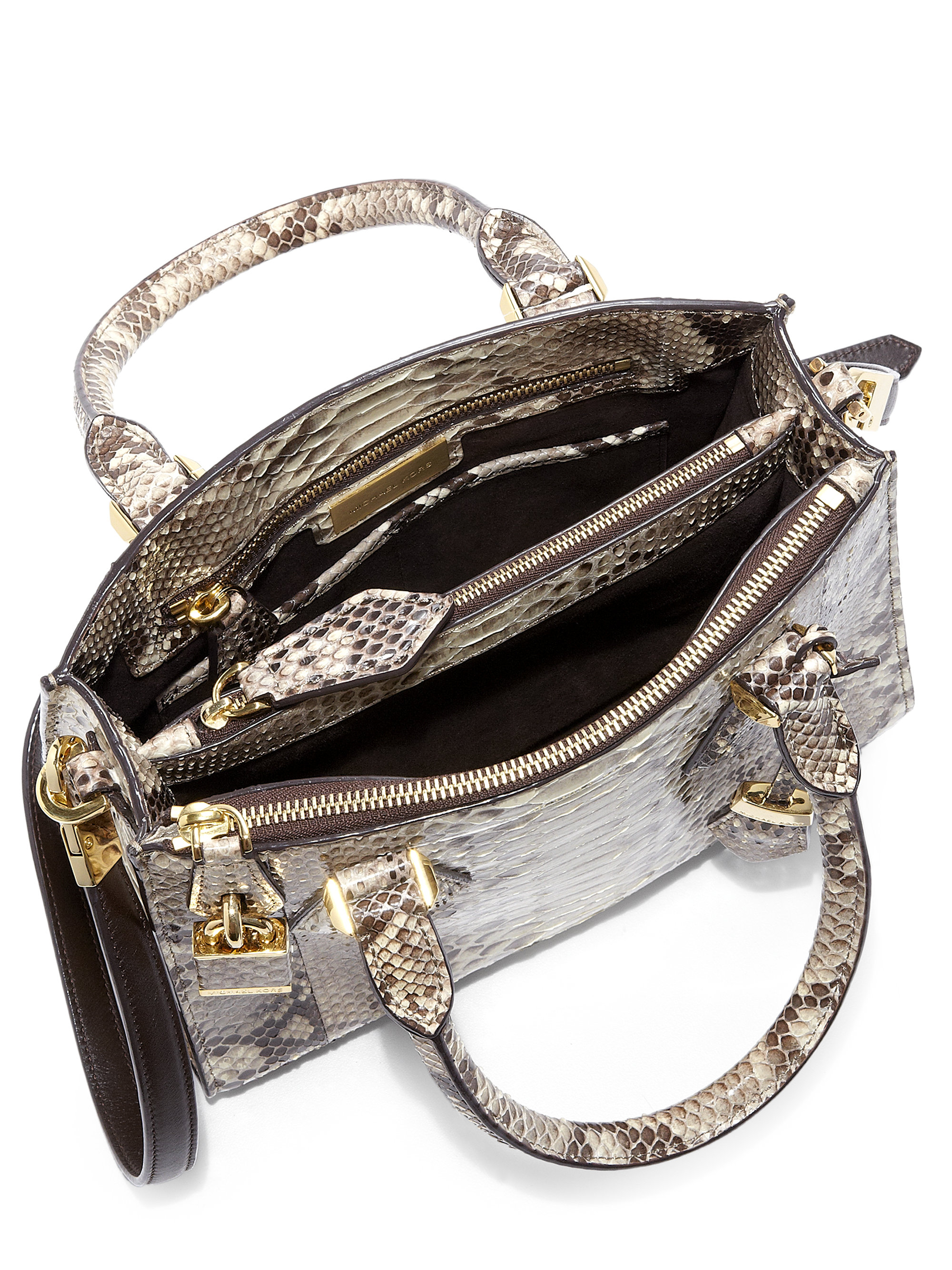 Michael kors casey small python satchel lyst