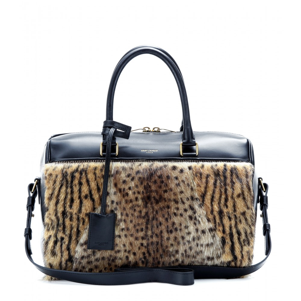Saint Laurent Duffle 6 Leopardprint Fur And Leather Bowling Bag Lyst
