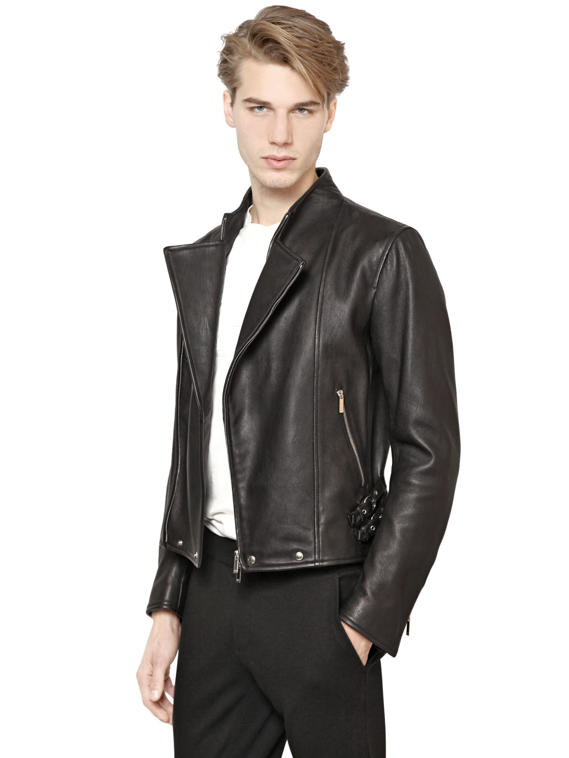 armani leather biker jacket