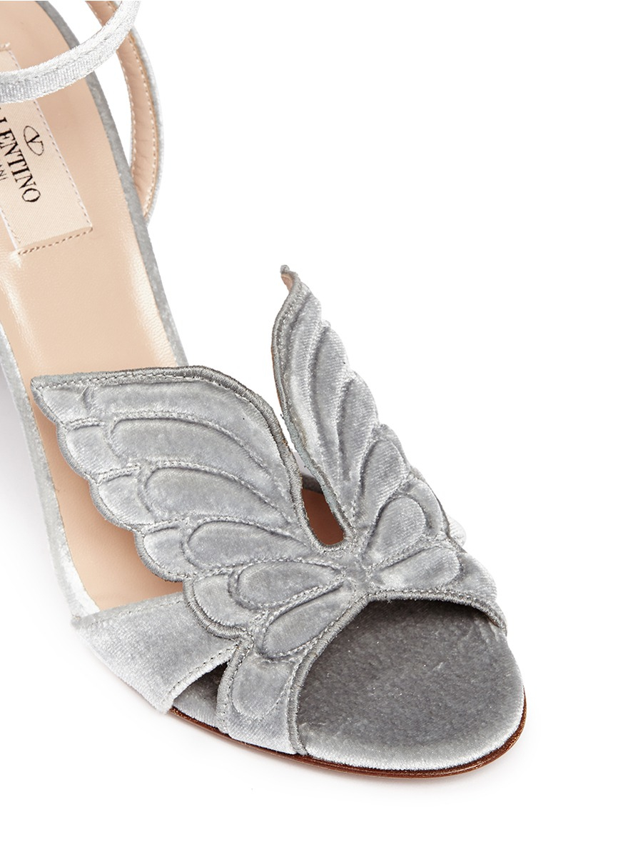 Valentino 'angelicouture' Angel Wing Velvet Sandals in Silver (Metallic) -  Lyst