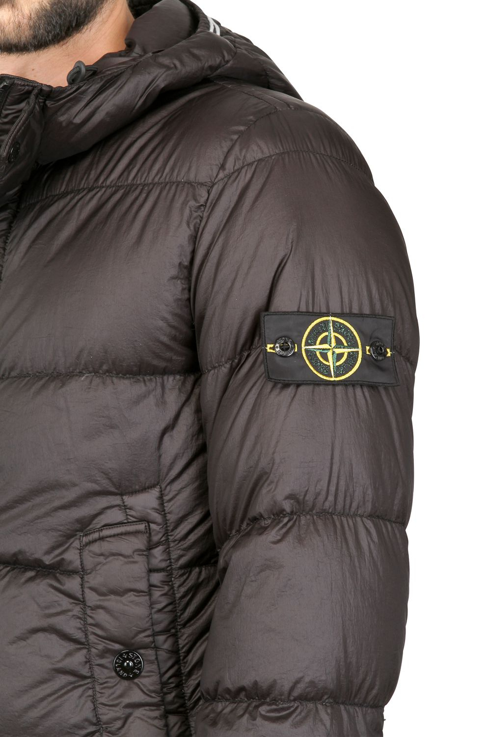 Stone Island Garment Dyed Nylon Hooded Down Jacket in Gray for Men - Lyst