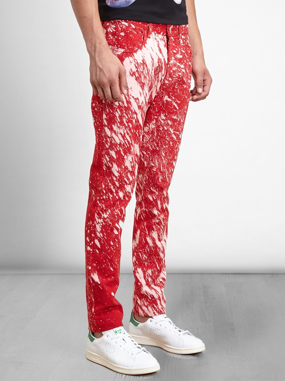 Raf Simons Sterling Ruby Paint Splatter Skinny Jeans in Red for Men - Lyst