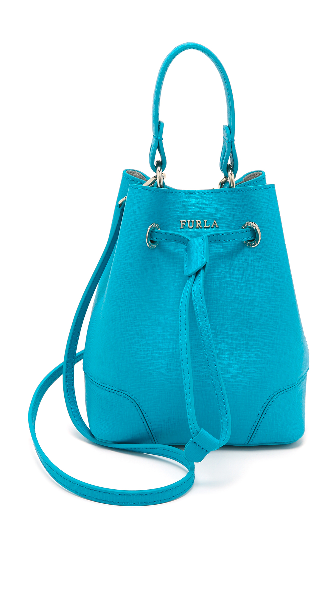 Furla Stacy Mini Drawstring Bucket Bag in Blue | Lyst