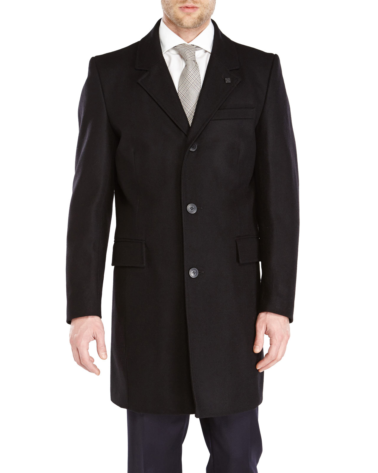 Vince Camuto Black Wool Top Coat in Black for Men | Lyst