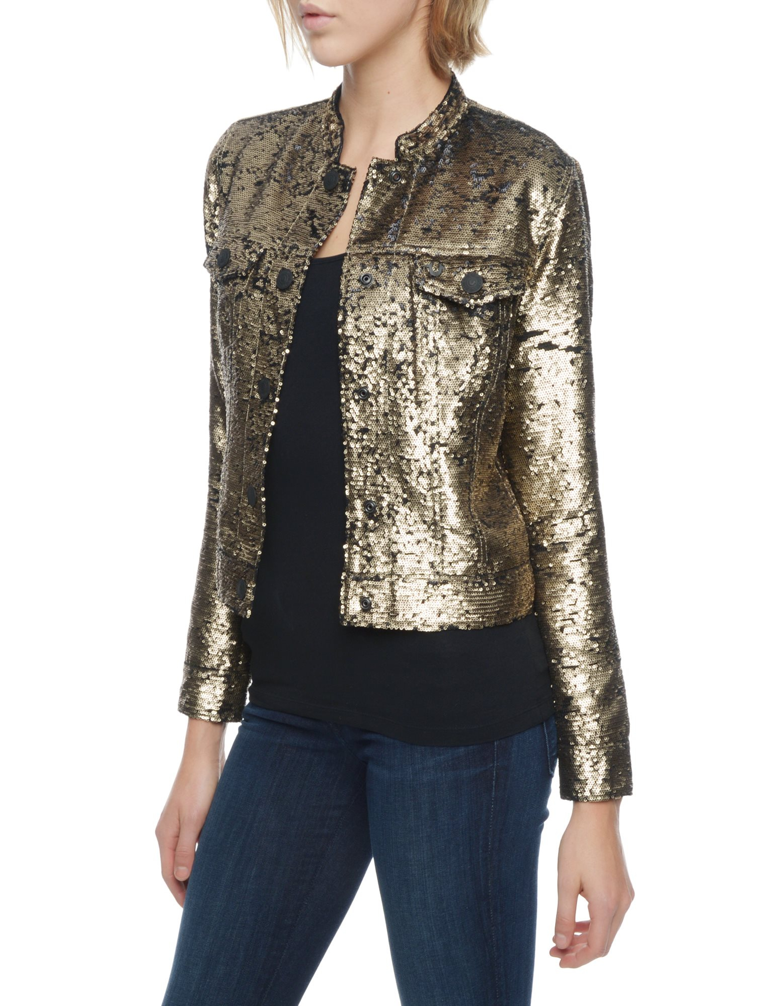 True Religion Reversible Sequin Dusty Womens Jacket In Metallic Lyst Gallery