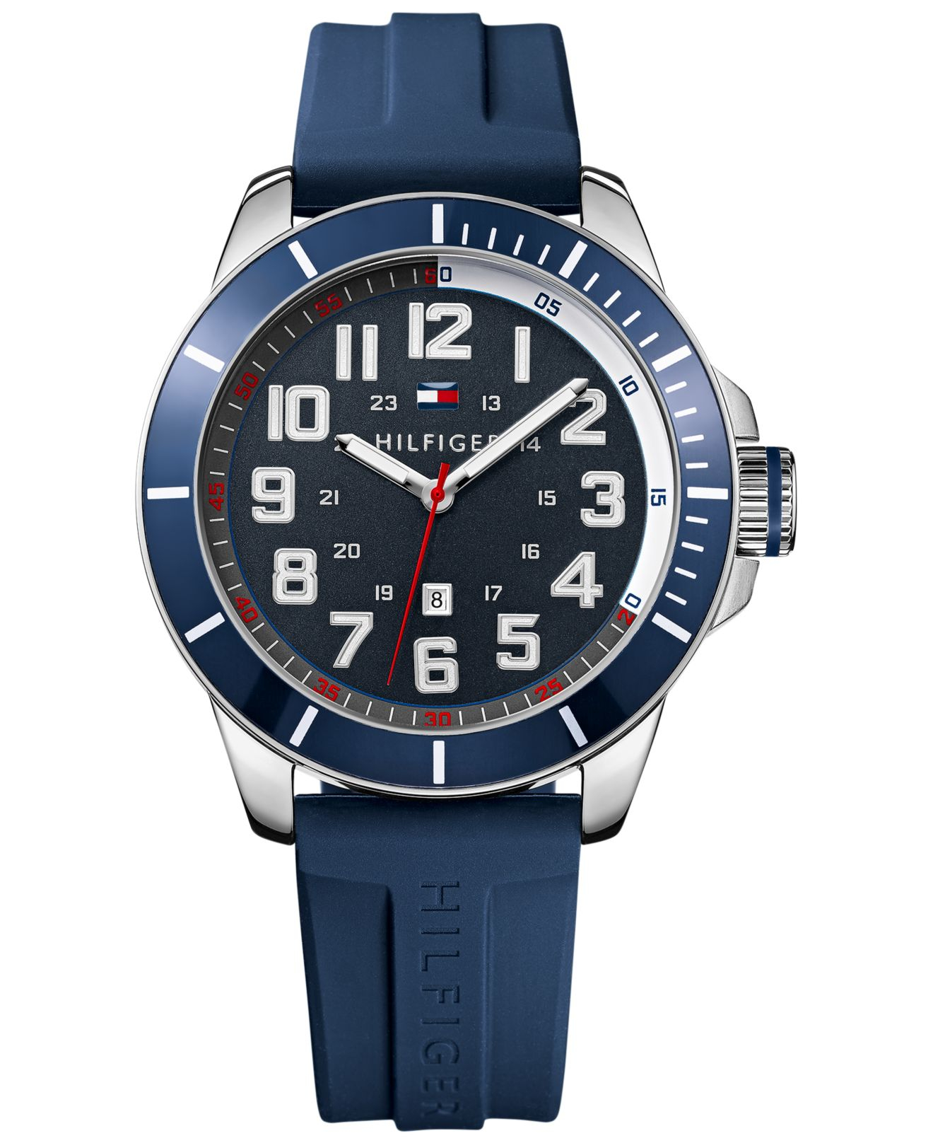 tommy hilfiger blue silicone strap watch