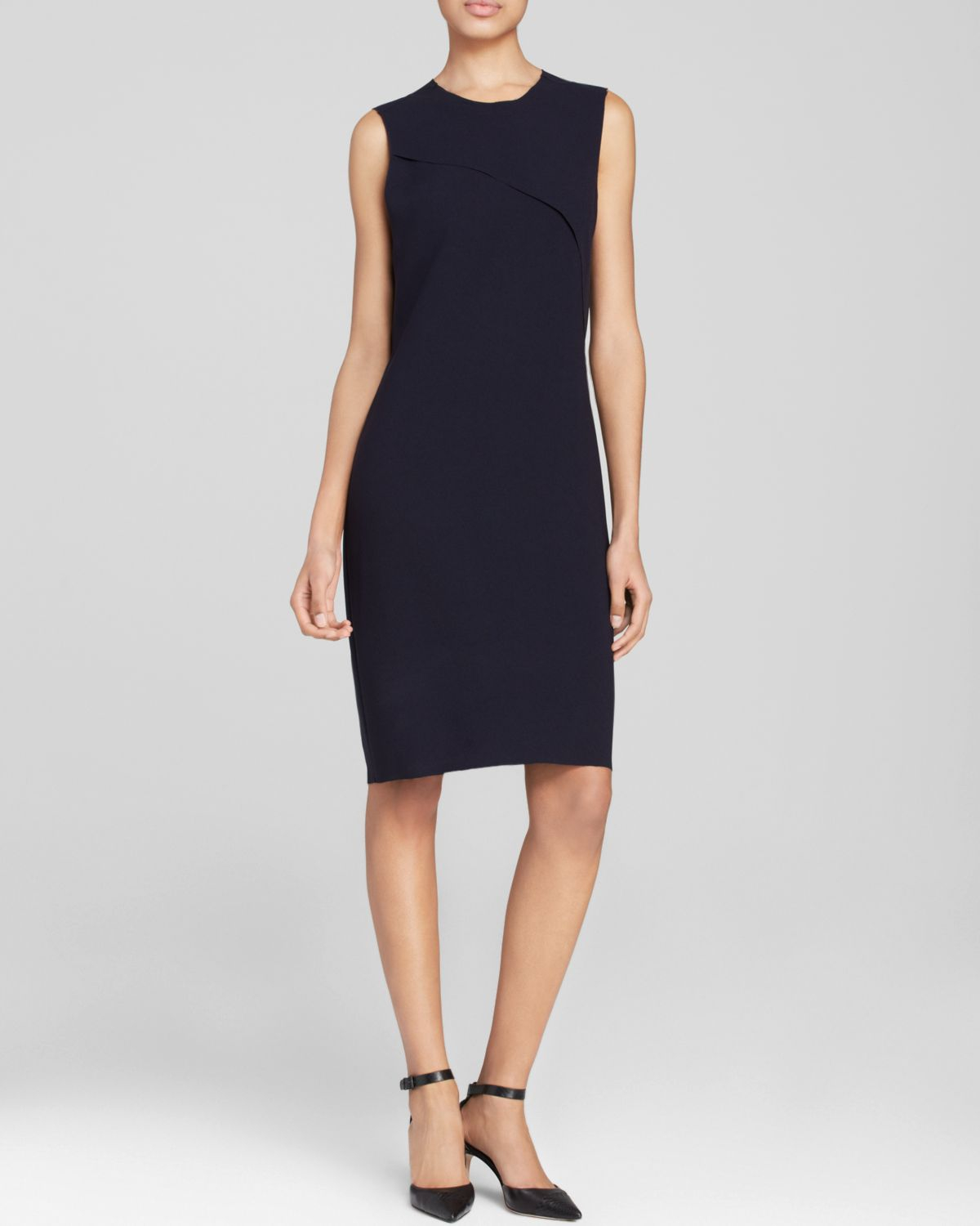 navy blue tahari sheath dress