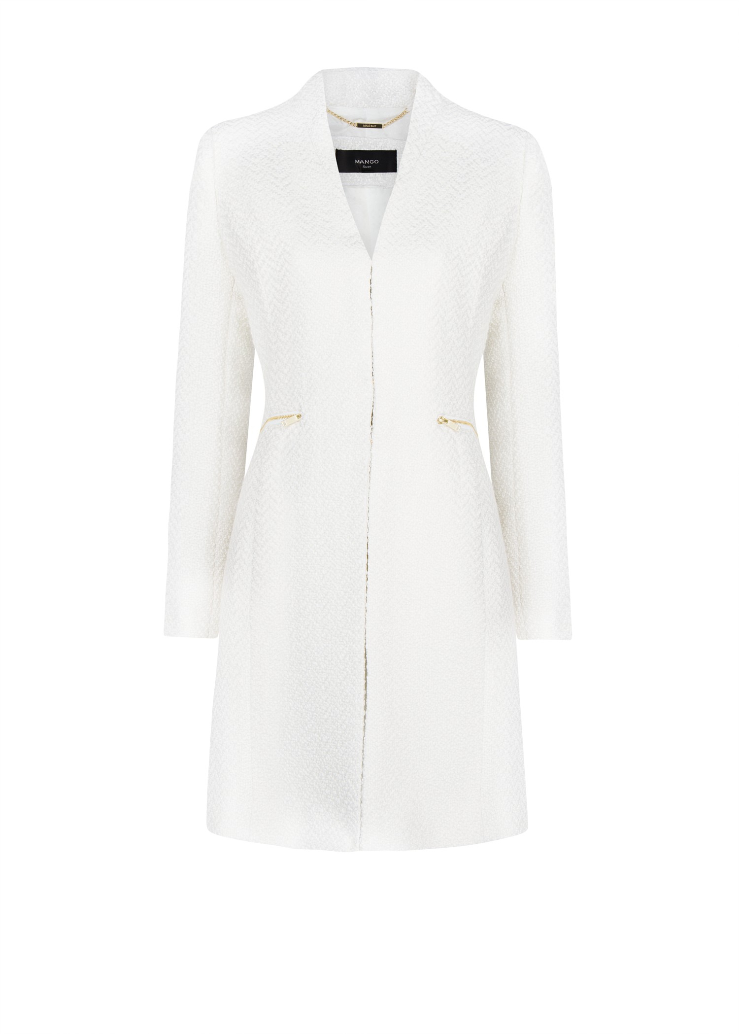 Mango Bouclé Coat in White Lyst