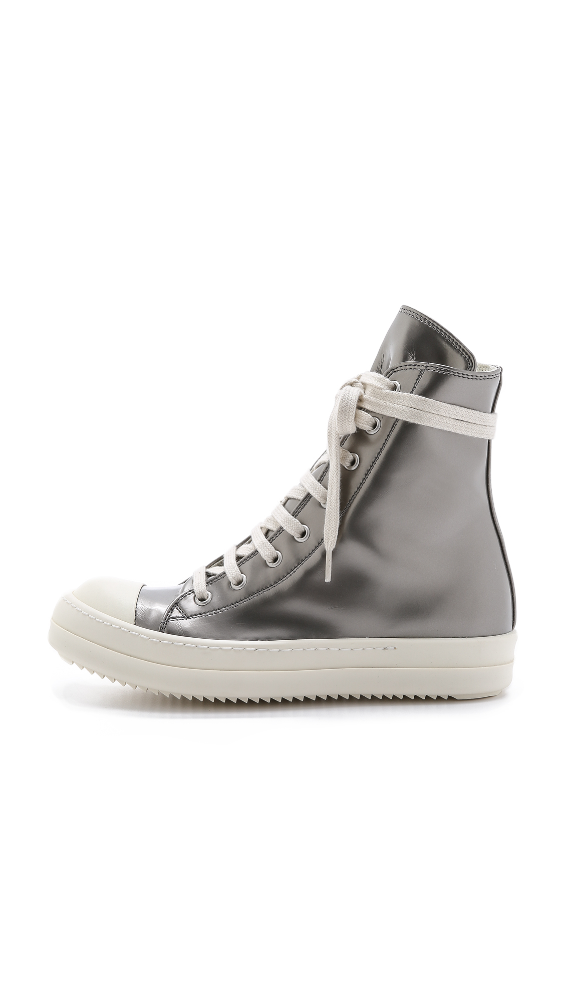 Rick Owens High Top Sneakers - Silver in Metallic | Lyst