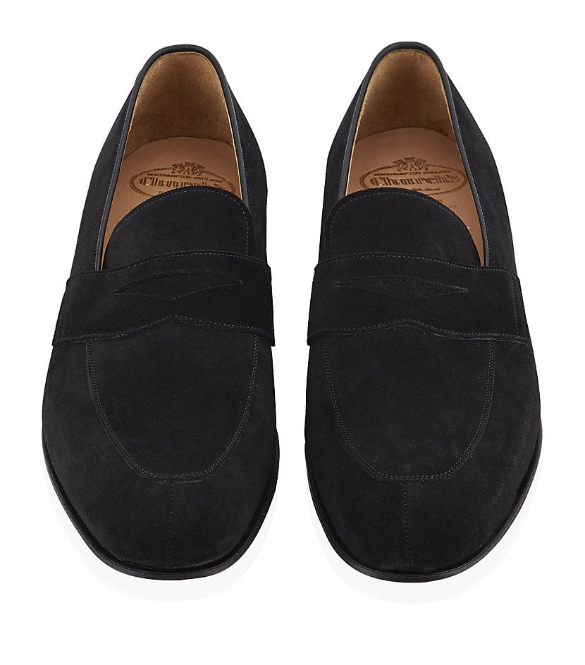 black suede penny loafers mens