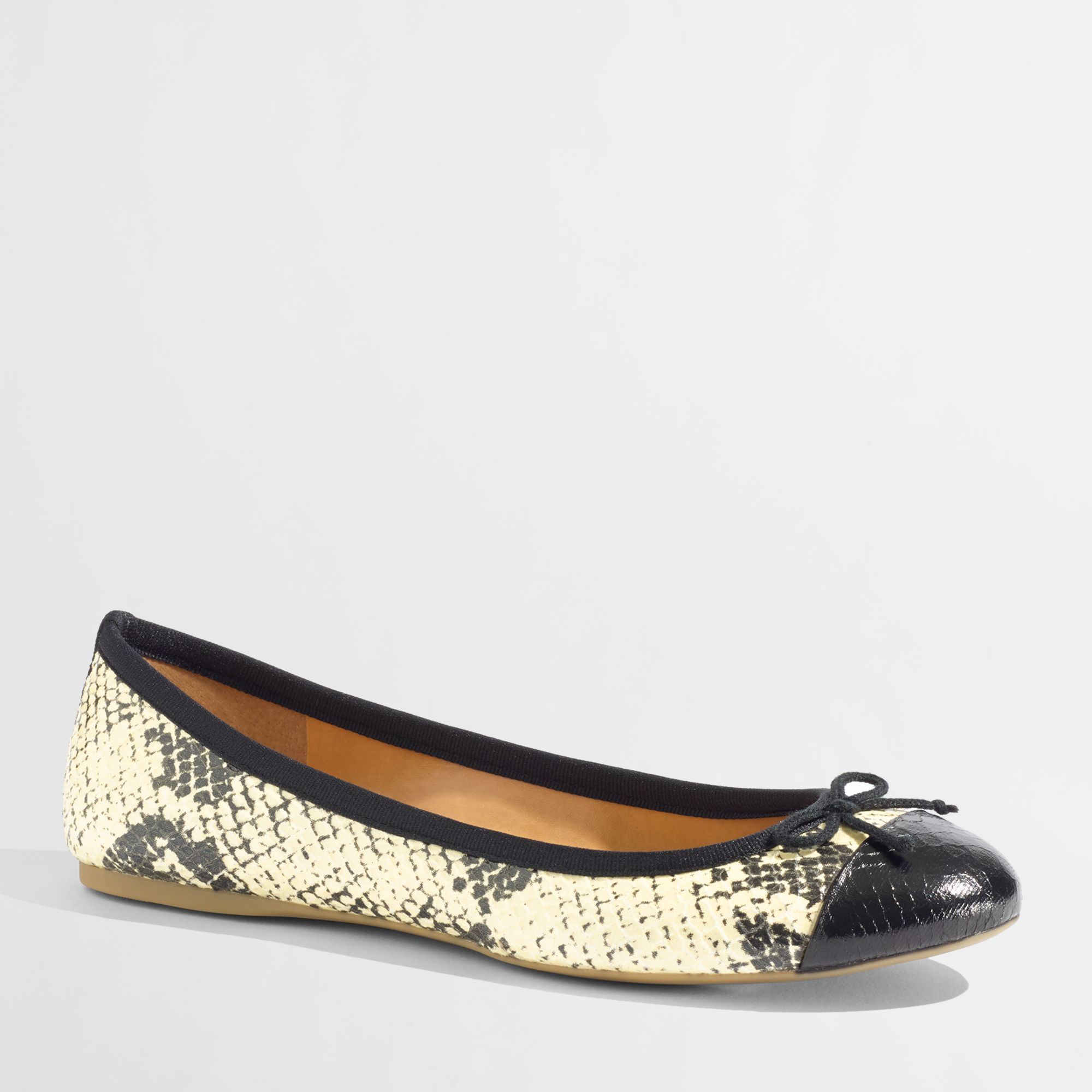 J.crew Factory Snakeskin Classic Cap Toe Ballet Flats Lyst