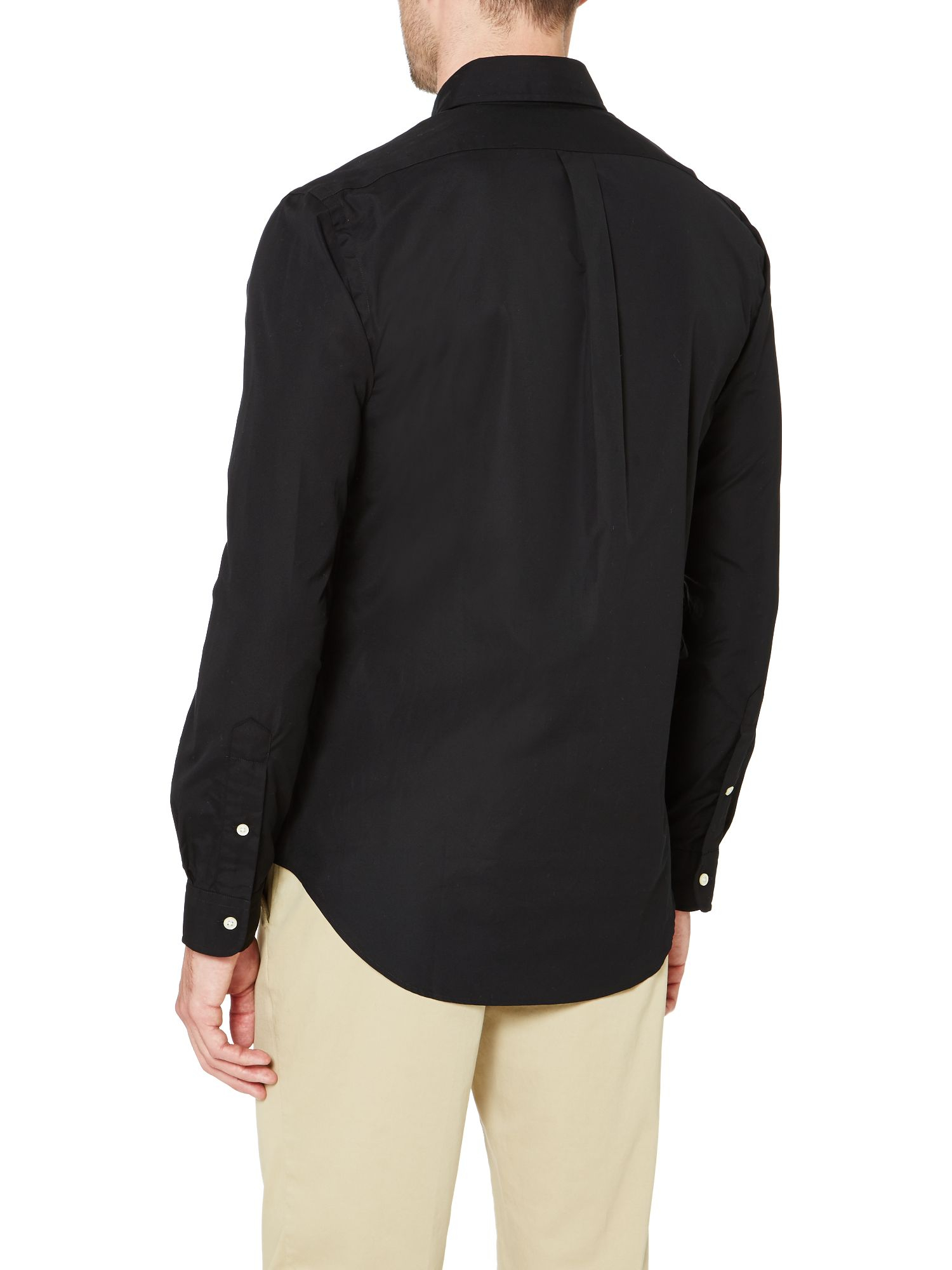 Polo ralph lauren Long Sleeve Slim Fit Plain Shirt in Black for Men | Lyst