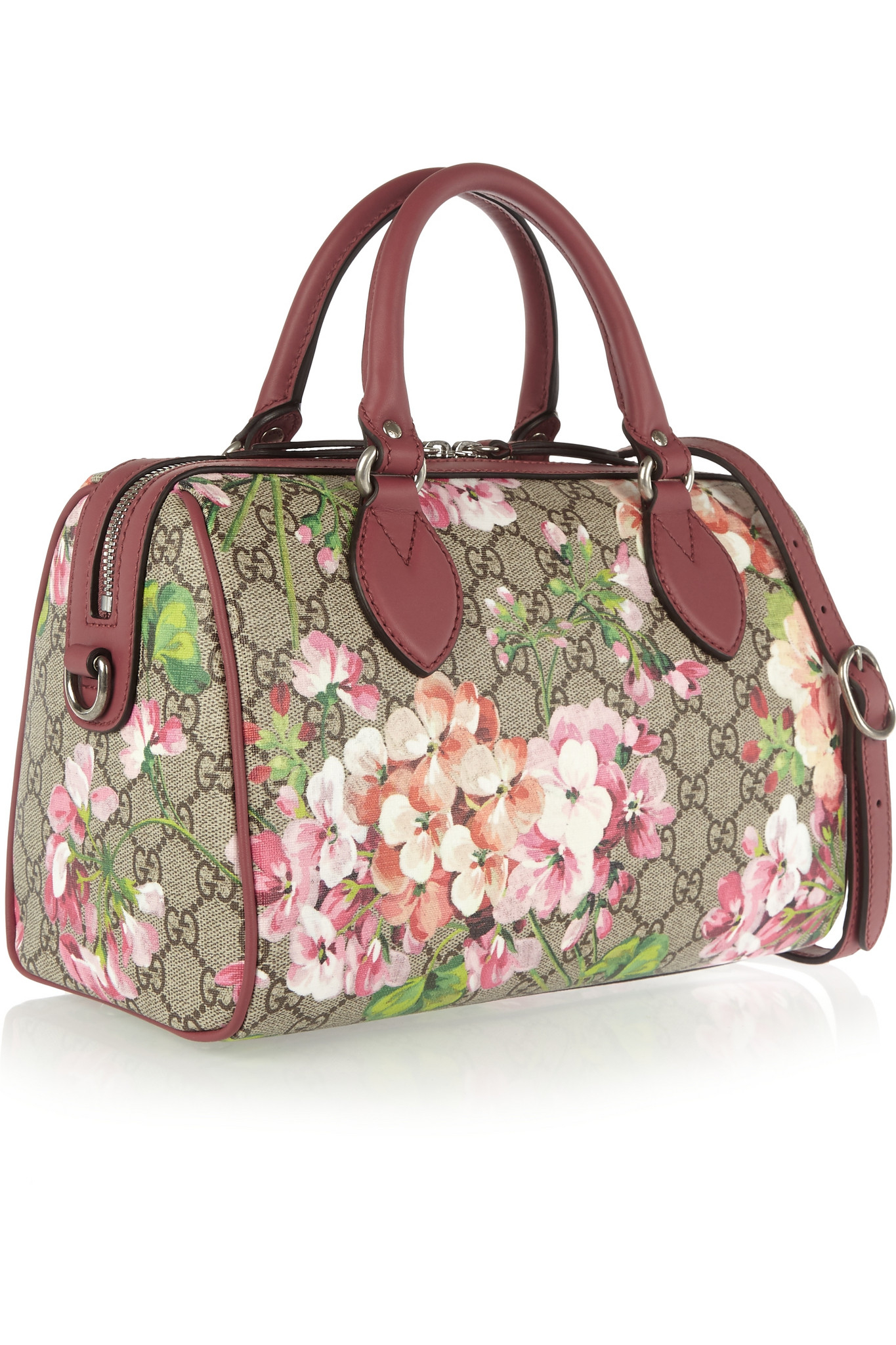 Gucci Linea A Boston Leather-trimmed Printed Coated Canvas Shoulder Bag in Beige (Natural) - Lyst