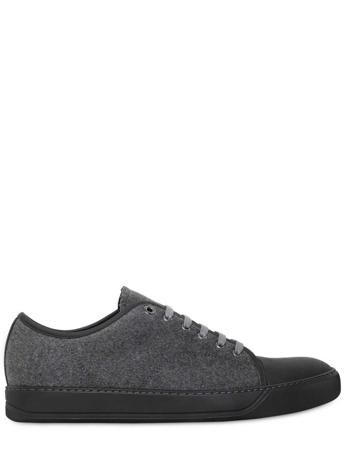 Lanvin Wool Felt and Leather Sneakers in Grey (Gray) for Men - Lyst