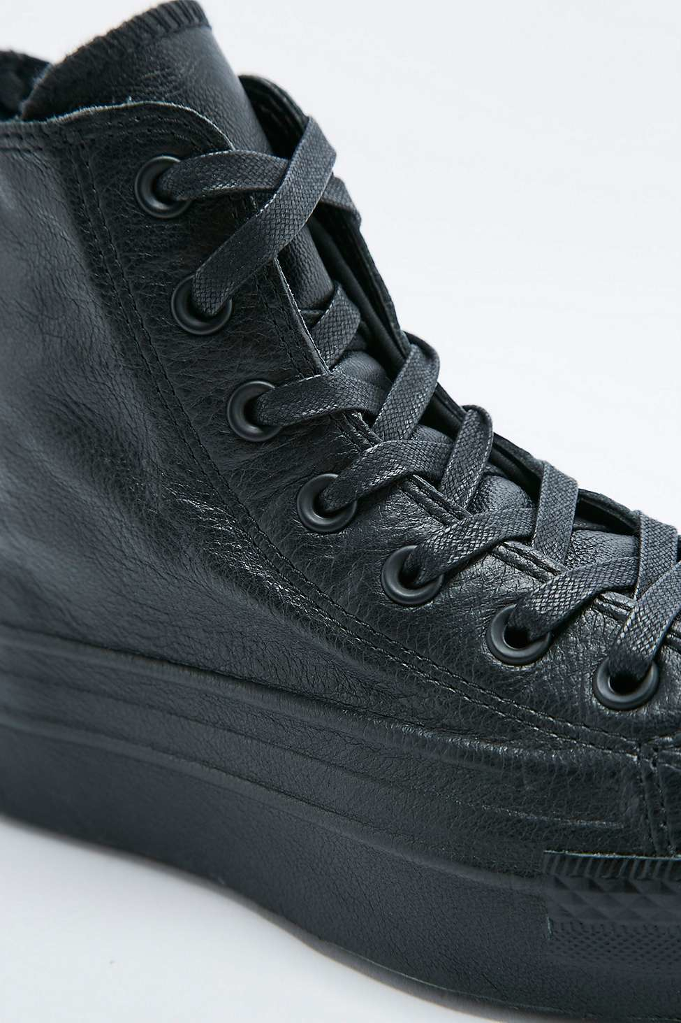 Converse Chuck Taylor Black Leather Platform High-top Trainers | Lyst UK