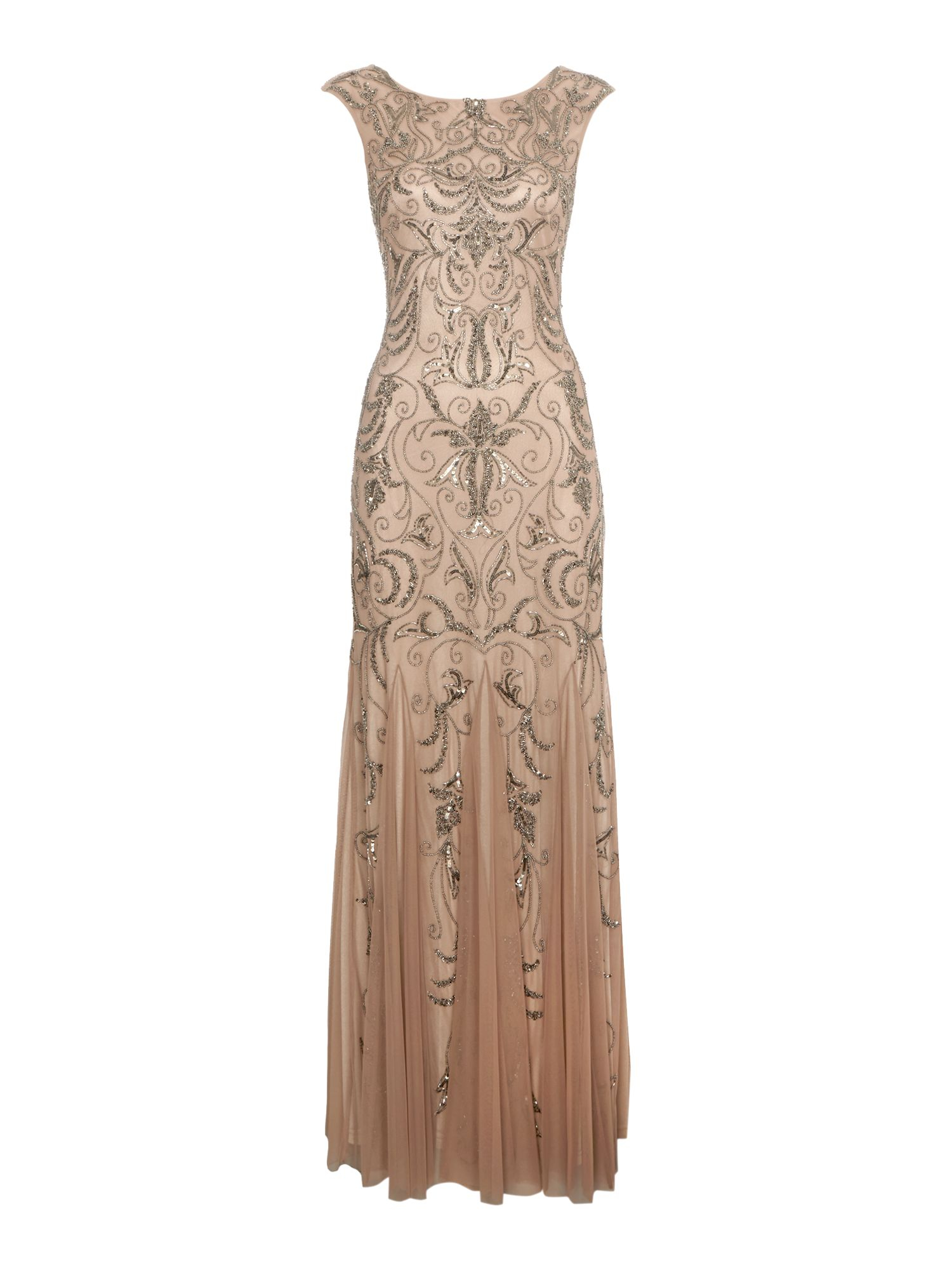 Adrianna papell Cap Sleeve Beaded Dress in Brown Lyst