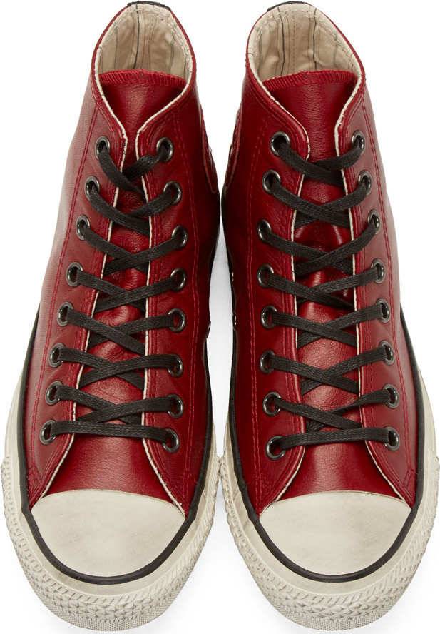 Converse Red Leather Chuck Taylor High_top Sneakers in Red for Men | Lyst