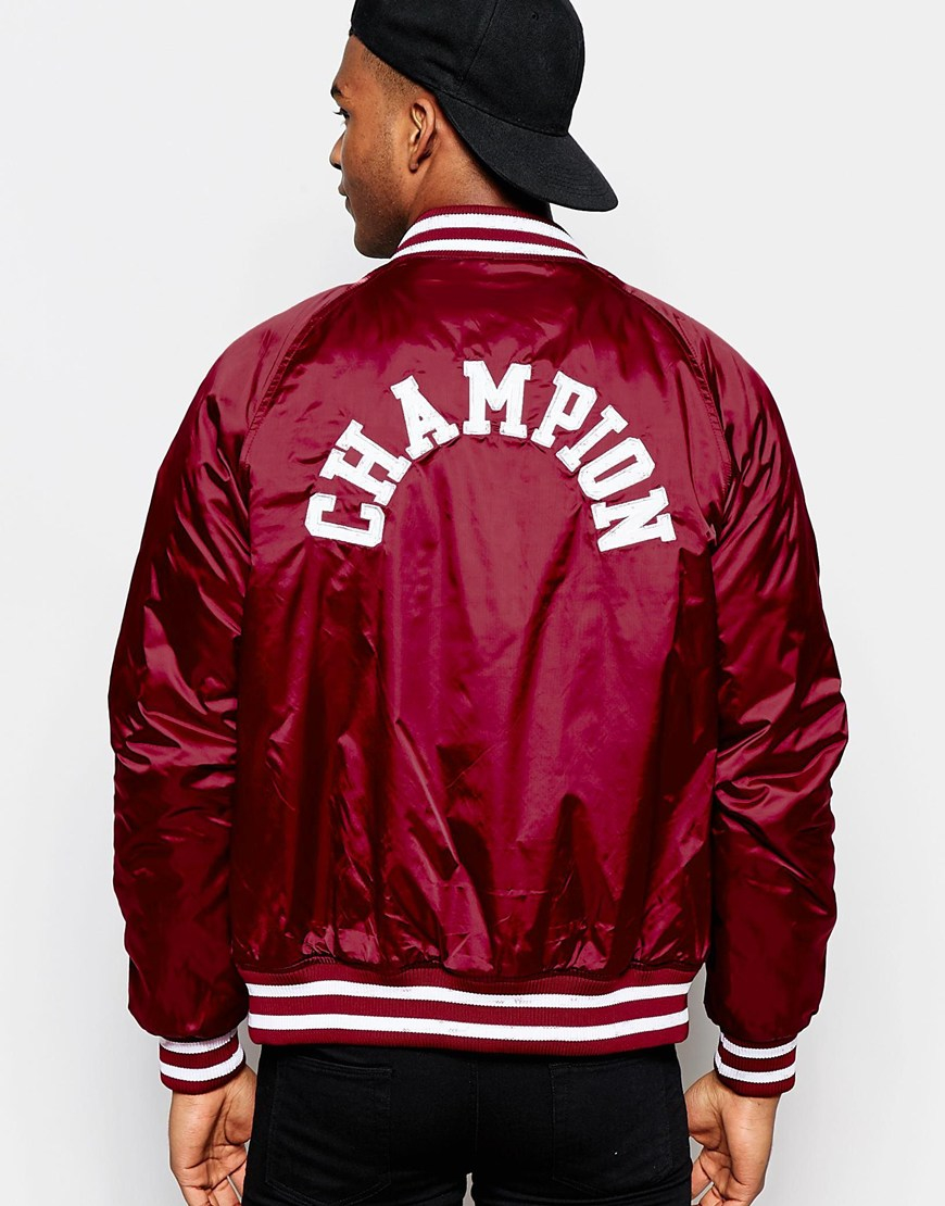 champion red bomber jacket