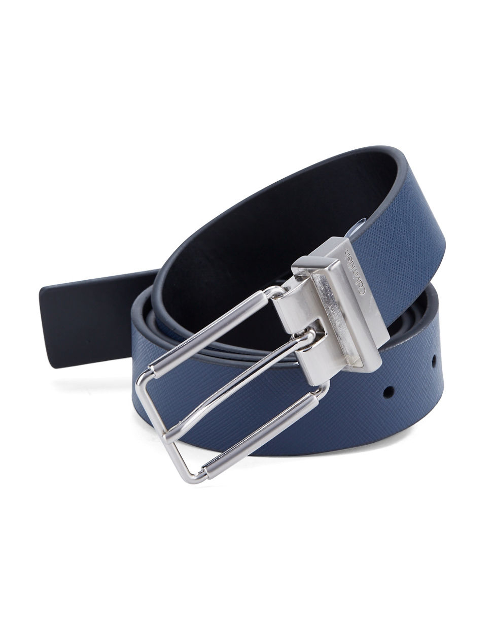 Lyst Calvin Klein Reversible Leather Belt in Blue for Men
