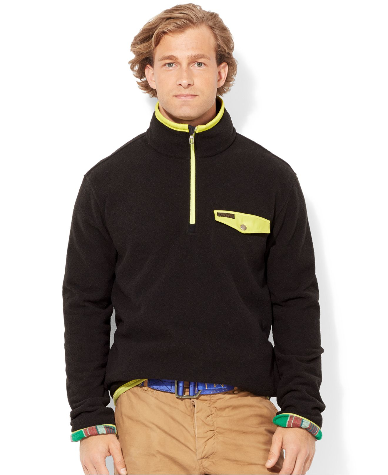 Download Polo Ralph Lauren Half-Zip Fleece Pullover in Black for ...
