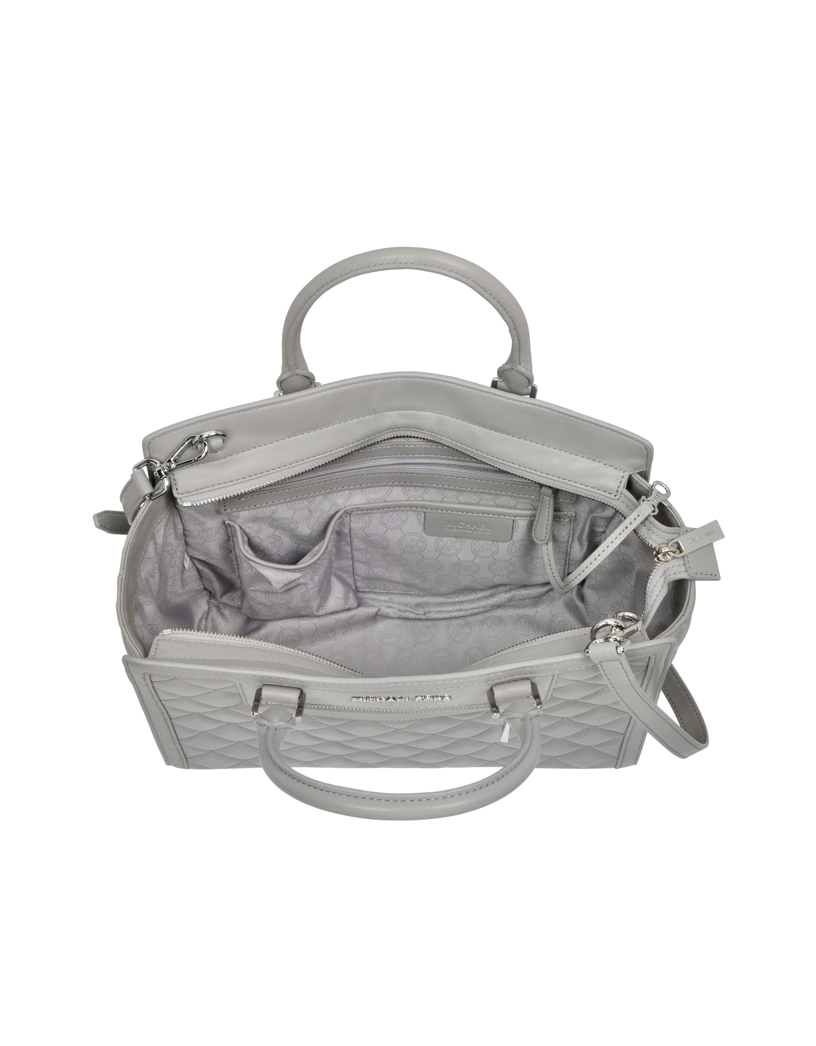 Lyst - Michael Kors Selma Large Pearl Grey Quilted Leather
