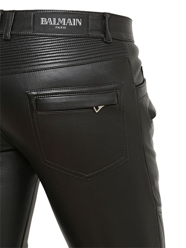 Balmain Nappa Leather Biker Pants in for Men | Lyst