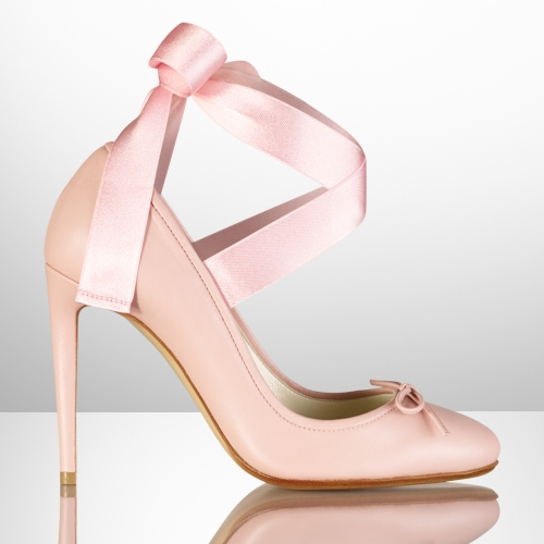 Ralph Lauren Collection Barton Calfskin Ballet Pump in Pink | Lyst
