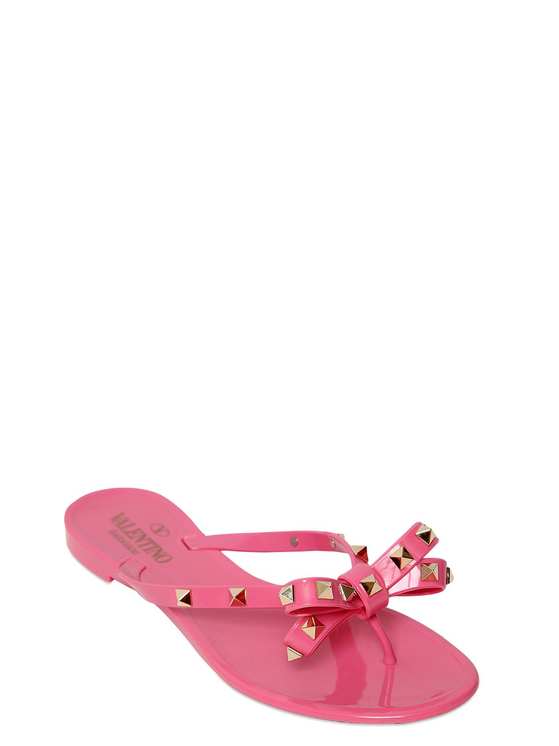 Valentino Rockstud Flip Flops With Bow in Light Pink (Pink) - Lyst