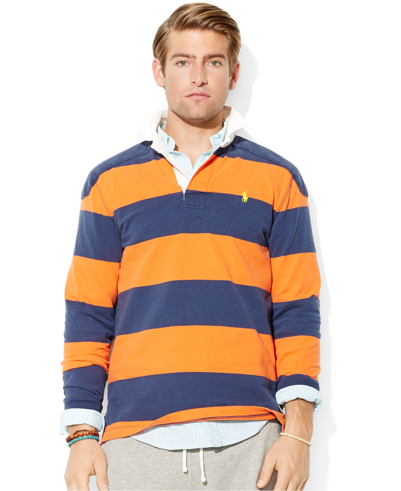 Polo Ralph Lauren Striped Rugby Shirt, Brown And Orange Rugby Shirt